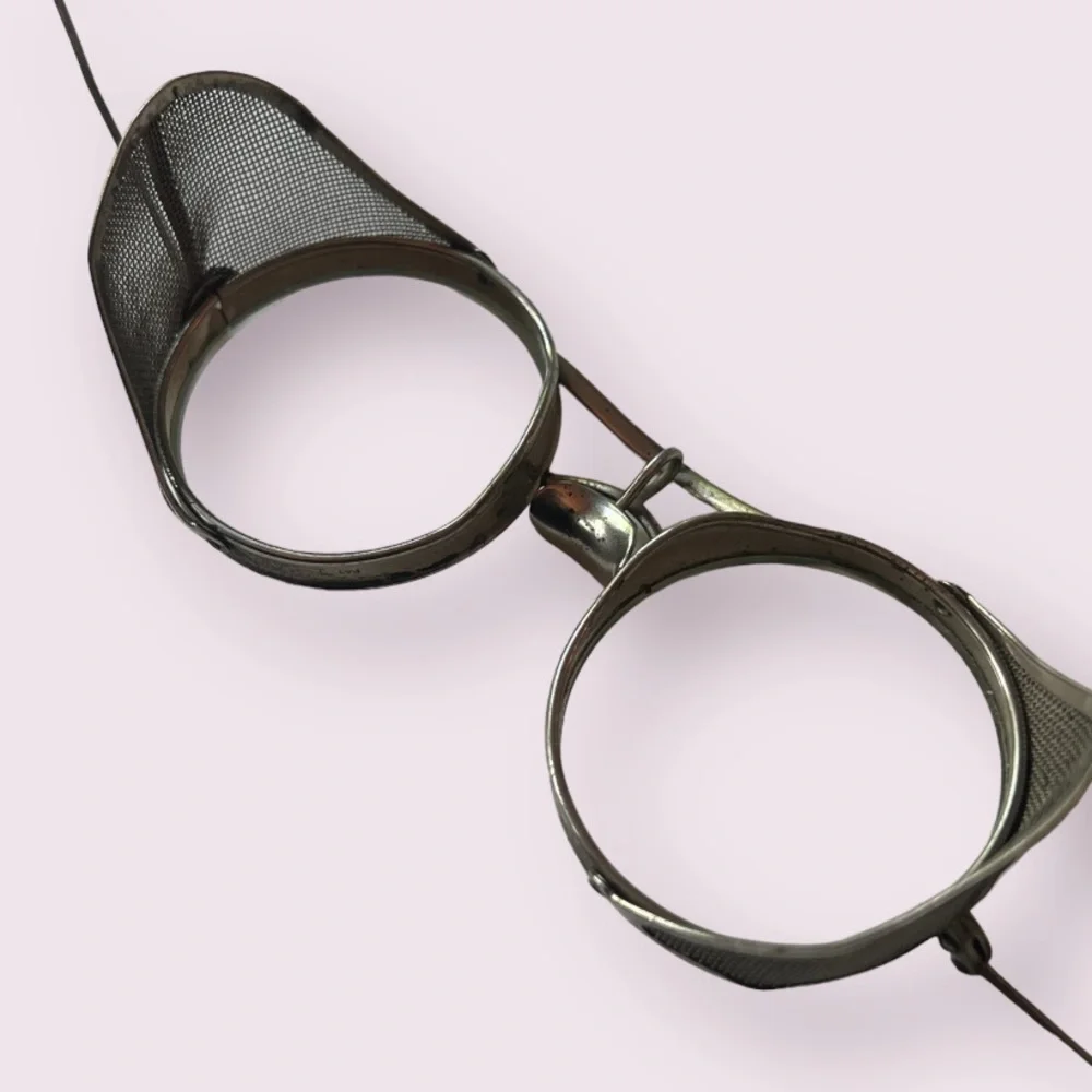 Antique Steampunk Safety Glasses Unisex Metal Glass Mesh Vintage Clear Glass